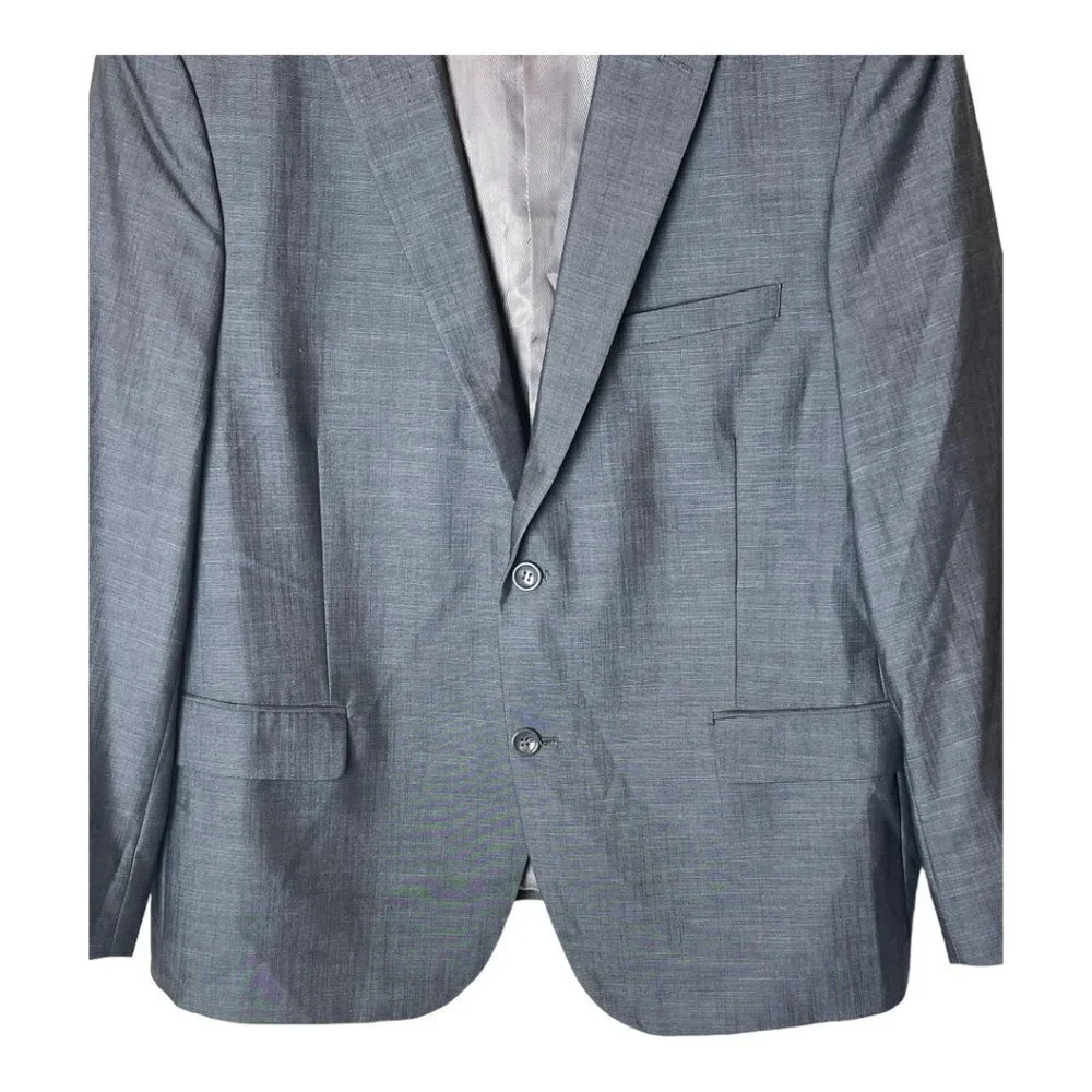 Caravelli Collezione Gray Single Breasted Two Button Close Oxford Blazer Size 44